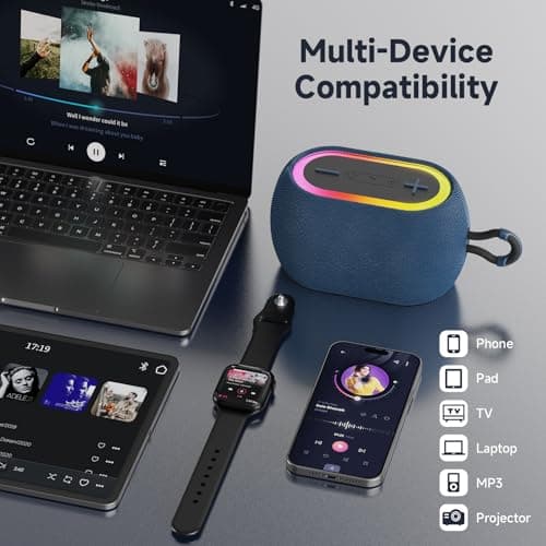Tisco Portable Bluetooth Speaker 15W Powerful Bluetooth 5.3 Speaker with Powerful Bass, 2500mAh 24H Battery Life, IPX5, Pairing TWS, AUX/USB/TF Card, for Party/Travel/Outdoor, Blue - Image 4
