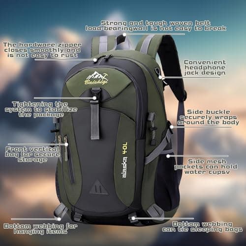 Lightweight Hiking Backpack 40L Polyester Travel Trekking Backpack for Women Men Outdoor Sports Camping Climbing Skiing Cycling - Image 4
