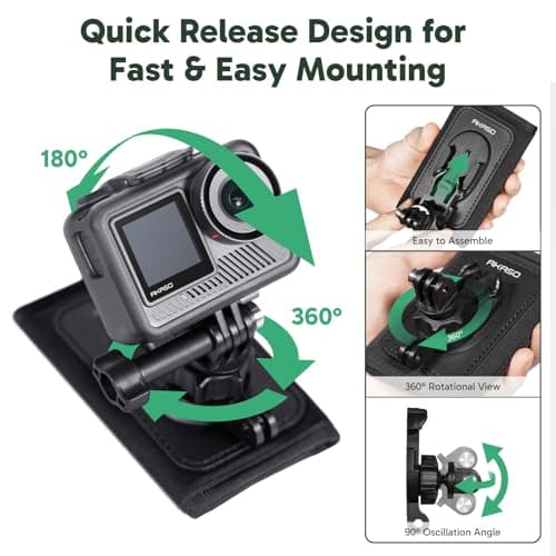 AKASO Backpack with Adjustable Shoulder Strap and J-Hook, Mount System for GoPro Hero 13/12/11/10/9 Session, DJI Osmo Action 5 Pro/4/3 Osmo Pocket, Insta360 - Image 3
