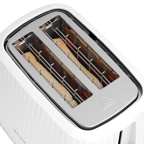 Russell Hobbs Toaster with 2 wide slots (6 browning levels, elevation, defrosting, baked warmers, automatic shut-off, removable crumb collector, white textured design) Eden 27370-56 - Image 3