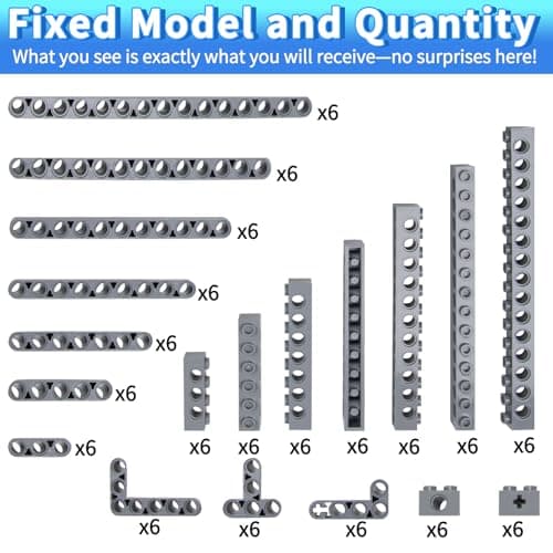 114 Pieces Construction Techniques Set - Hole Beams, Lifting Arms, L and T Beams Compatible LEGO - STEM Building Set for Kids and Adults (Grey) - Image 3