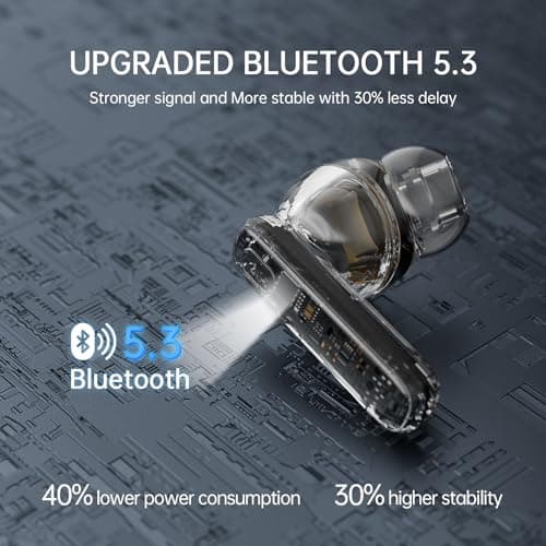 Wireless Bluetooth Headphones, Wireless In-Ear HiFi Stereo Earphones with Noise Reduction ENC, 40H Battery Life, IP7 Waterproof, LED Display, One-Step Pairing, For Sports/Phone/Work - Image 4