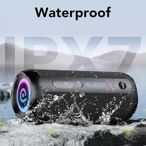 Portable Wireless Bluetooth 5.4 Speaker with Powerful Bass, 30 W Bluetooth Speaker, 30 Hours Battery Life, RGB Lights, Pairing TWS, IPX7, AUX, TF, for Outdoor/Party/Travel, Black - Image 6