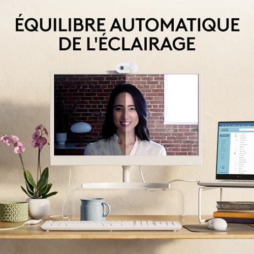 Logitech Brio 100 Full HD Webcam for Meeting/Streaming, Auto Light Balance, Built-in Microphone, Privacy Pane, USB-A, for Microsoft Teams, Google Meet, Zoom - White - Image 5