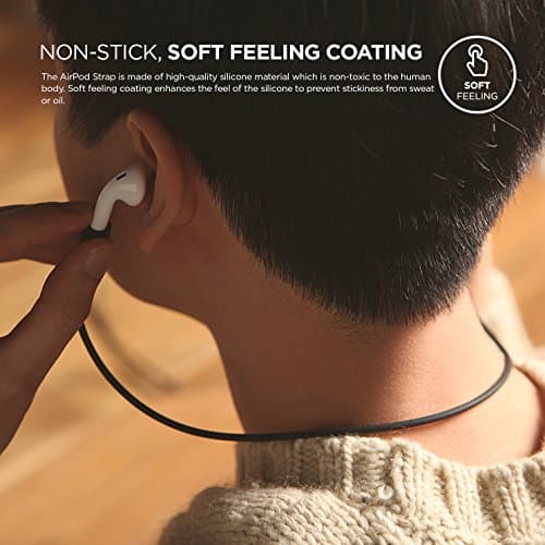 elago Silicone Strap AirPods Strap Anti-Lost Compatible with Apple AirPods 1 and 2 - Made of Smooth Silicone, 45 cm, Perfect for Sports, Leisure (White) - Image 7
