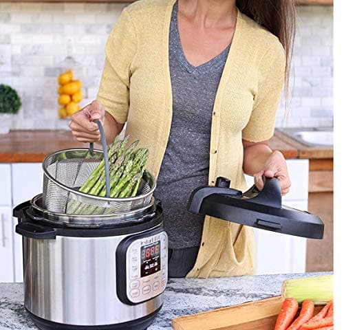 6QT Stainless Steel Steamer Basket with Handle for Instant Pot Accessories Fits Most Pressure Cookers - Steaming Vegetables, Eggs, 6qt Black - Image 7