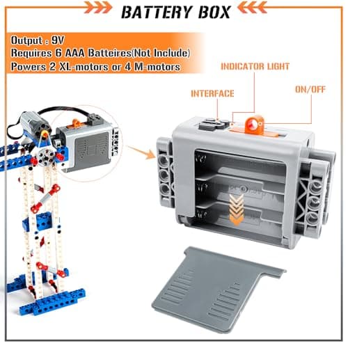 Technik Power Functions Servo Motor Function Kit 25 Pieces, Technik Motor Kit, Battery Box, Electric Motor Toy, Power Technik Function Kit Compatible with Lego Technic - Image 4
