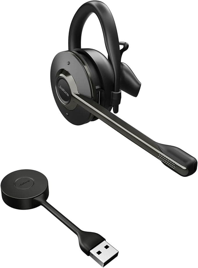 Ring Jabra Engage 55 - Convertible Wireless Headset with Earhook, Headband & Neck Strap - Link 400 USB-A, Noise Cancelling Mic, Long Range, Hearing Protection - Teams Certified - Black