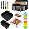 Accessories for Philips Dual Basket Airfryer 3000 & 5000 (9L) - 14-Piece Kit for NA350/00, NA352/00, NA550/00 - Silicone Molds (6L/3L), Baking Rack, Muffin and Waffle Moulds - Image 2
