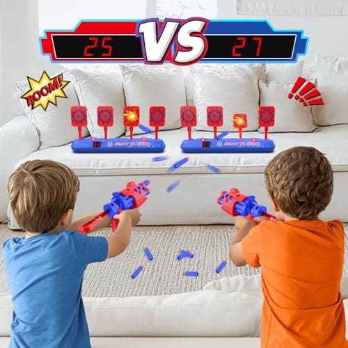 Nerf Target with Gun for Children, Electronic Shooting Target Game with Sound Effect, 20 Darts Gun Toy Boy Girl 3 4 5 6 7 8 9 Years Outdoor Games Garden Gifts Christmas Birthday Easter - Image 7