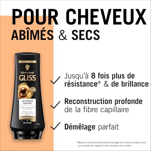 Schwarzkopf Gliss Ultimate Repair Conditioner for Dry and Damaged Hair - Repairs and Strengthens - 95% Natural Ingredients - 200 ml Bottle - Image 5