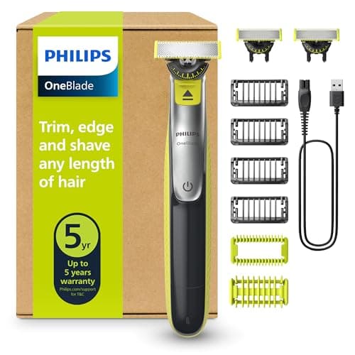 Philips OneBlade 360 Authentique Visage + Corps - Tondeuse à barbe électrique, tondeuse corps et rasoir avec technologie de lame 360, 2 lames 360, 4 sabots barbe de 3 jours, 1 kit Corps, QP2834/31 - Image 3