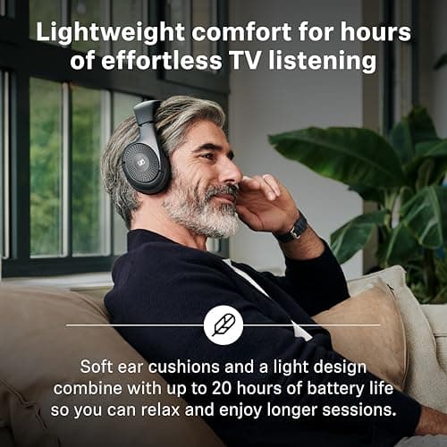 Sennheiser RS 120-W Bluetooth Headphones for TV, 3 Sound Modes, Lightweight Design, Easy Volume Control, 60m Range and Transmitter/Charger Combination, Black - Image 4
