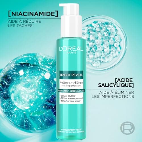 L'Oréal Paris - Anti-Blemish Cleansing Serum - Enriched with Niacinamide and Salicylic Acid - Cleanses Skin & Corrects Spots - For All Skin Types - Bright Reveal - 150ml - Image 5