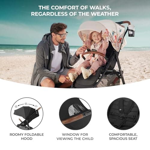 Kinderkraft GRANDE PLUS Pushchair Walking Stick from Birth up to 22 kg, One-Handed Folding, Extended Position, Extendable Hood, 4 Cushioned Wheels, Black - Image 6