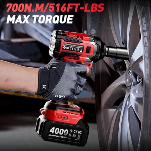 Brushless Cordless Impact Wrench with 2x 4.0Ah Batteries, 700N.m/Ft-lbs Electric Impact Nutrunner, 21V Impact Driver with 4 Impact Sockets, Compatible with Makita 18V - Image 3