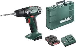 Metabo 602207550 BS18 Screwdriver Drill + 2 x 18V 1.5Ah Li-ion Batteries + Transport Case