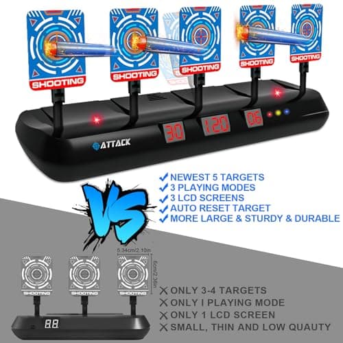 Nerf Target with 5 Targets 3 Modes, Target with Gun Toys, Tactical Vest, 30 Foam Darts, Electronic Shooting Game with Light and Sound Effect, Toy for 3+ Years Boys Girls - Image 4