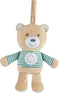 Chicco Night Light Teddy Bear Toy for Stroller or Crib Soft Fabric with Soft Light and Classic Music Convenient Strap Machine Washable Plush Toy for Newborn 0 Months