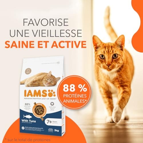 IAMS Advanced Nutrition for Senior Cats 7 Years + 100% Complete & Balanced Tuna Food - Strengthens Joints & Heart - Non-GMO Artificial Flavour Colouring - Resealable Bag 3 kg - Image 5