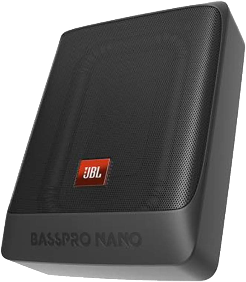JBL JBL BassPro Nano Ultra-Compact Subwoofer Active Car Underseat 6"x8" by Harman Kardon - 200 Watt Amplified Under Seat Subwoofer, Black