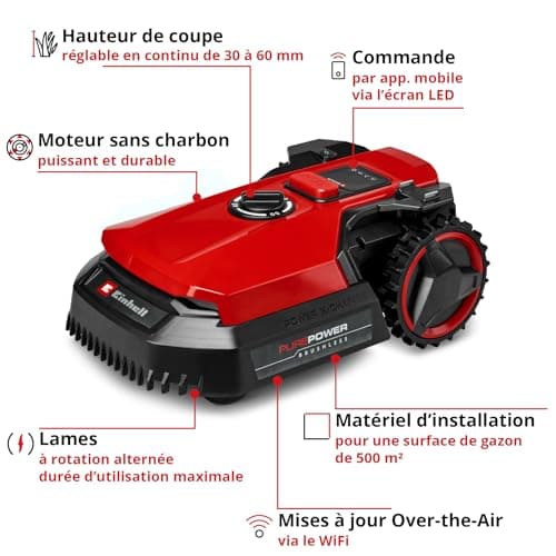 Einhell FREELEXO 500 Power X-Change Robot-Lawnmower (18 V, Mobile App Control, IPX5, Over-The-Air (OTA) Updates by WiFi, with Installation Material for 500 m² and 2.5 Ah Plus Battery) - Image 4
