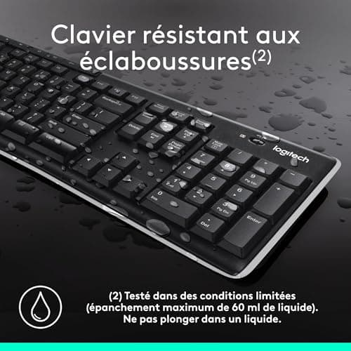 Logitech Wireless Frances Keyboard K270 Inalambrico, Black, 3.2 x 45 x 16 cm - Image 7