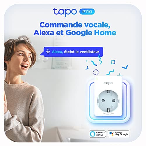 Tapo Prise Connectée WiFi, Suivi de consommation, 16A Type F, compatible avec Alexa et Google Home, Contrôler le radiateur, le chauffage, Économie d'énergie, Commande vocale, Tapo P110(1-pack) - Image 7