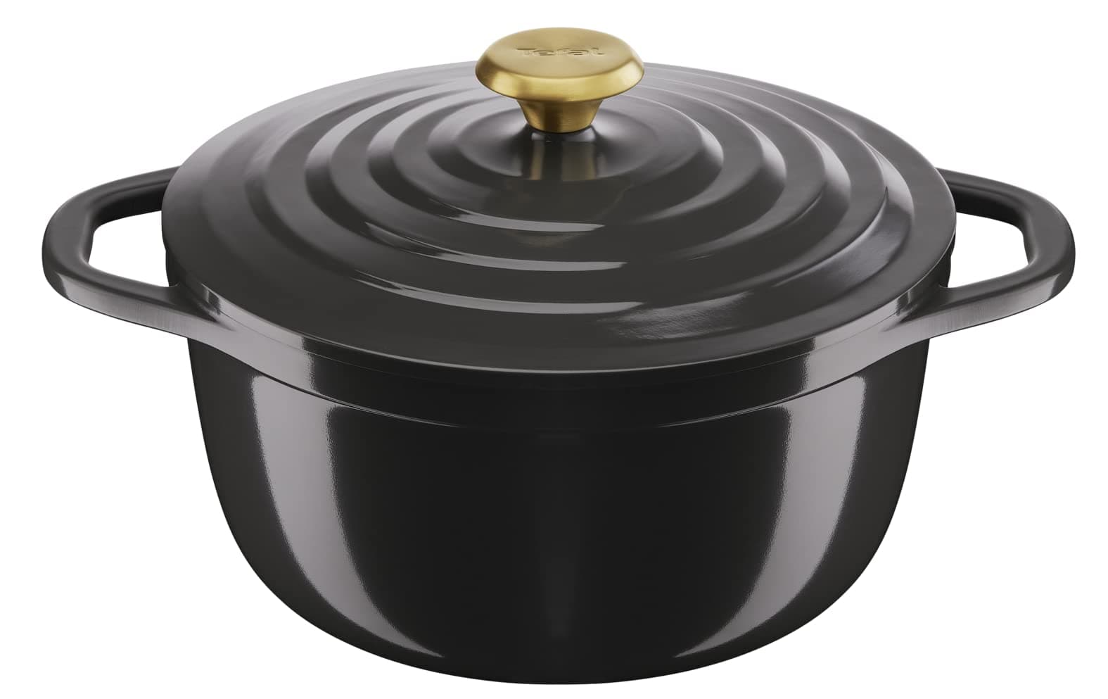 Tefal Air E2554604 Round Casserole Dish 24 cm, Capacity 4.7 L, Cast Aluminium, Safe Ceramic Coating, Condensing Lid, Oven and Induction Friendly, Grey - Image 1
