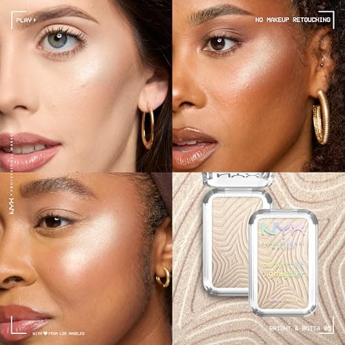 NYX PROFESSIONAL MAKEUP - Highlighter Powder - Enriched with Mango Butter, Almond Butter & Shea Butter - Melting Texture - Vegan Formula - Buttermelt Highlighter - Shade: Bright And Butta - Image 5