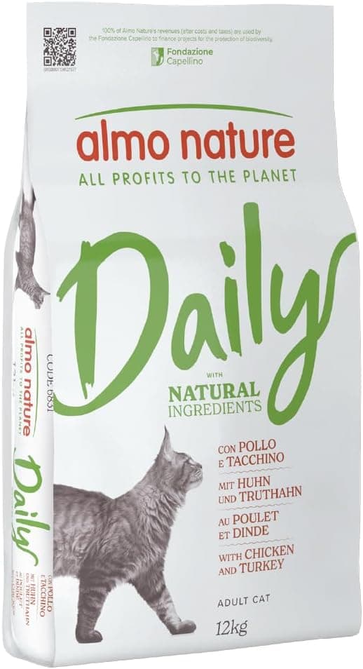 Almo Nature Daily Maintenance Chicken and Turkey Food for Adult Cats Complete and Balanced Food with Fresh Meat 12 kg Bag - Image 1