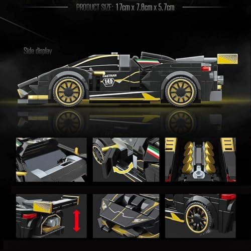 Technic Sports Car Building Kit for Lambo Speed Champions EVO, 360 Pieces Supercar Race Car Model Kids, Compatible with Lego Technic - Image 7