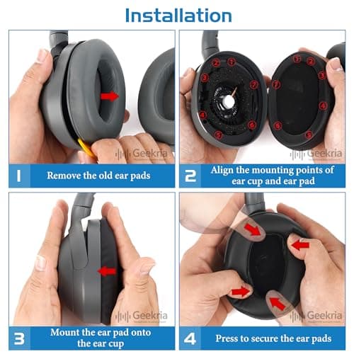 Geekria Quickfit Replacement Earpads Compatible with Sony ULT WEAR, WH-ULT900N Headphones (Black) - Image 6