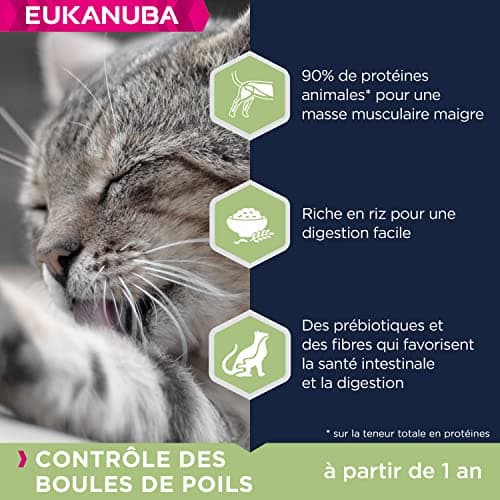EUKANUBA Hair Ball Controls - Premium Dry Food for Adult and Senior Cats - Rich in Fresh Chicken and Rice - Wheat and GMO Free - Complete and Balanced Food - Resealable Bag - 2kg - Image 6