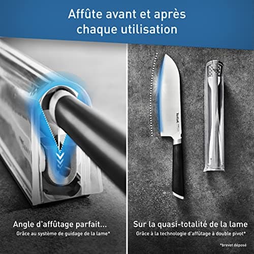 Tefal Santoku Kitchen Knife 16.5 cm, Multi-purpose, Built-in Sharpener, Exclusive Locking Technology, German Stainless Steel, Optimal Sharpness, Innovative Case, Ever Sharp K2579024 - Image 6