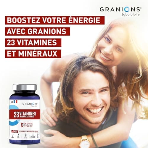 GRANIONS 23 VITAMINS - Magnesium, Vitamin D, Vitamin C, Zinc, Chrome, Ginseng, Selenium, Iodine - Energy & Vitality - Anti Fatigue - 90 Tablets - 3 Months Format - Made in France - Image 7
