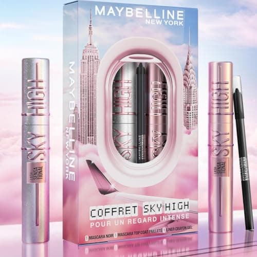 Maybelline New York - Intense Look Box - Tattoo Liner Gel Pencil + Mascara Sky High Very Black + Mascara Sky High Top Coat Glitter - 3 products - Image 3