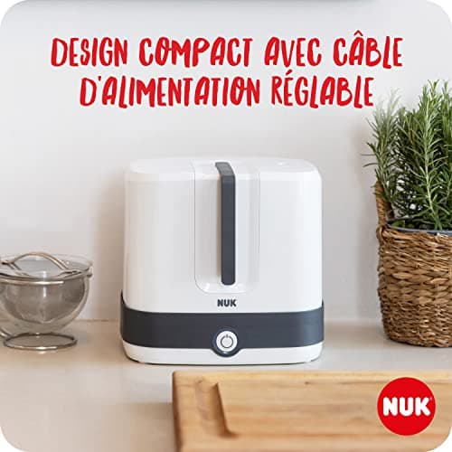 NUK Vario Express Bottle Sterilizer | Steam Sterilises Up to 6 Bottles and Accessories in 6 Minutes | Auto Shut-Off | Removable Basket and Stems | 2 Pin EU Plug - Image 7
