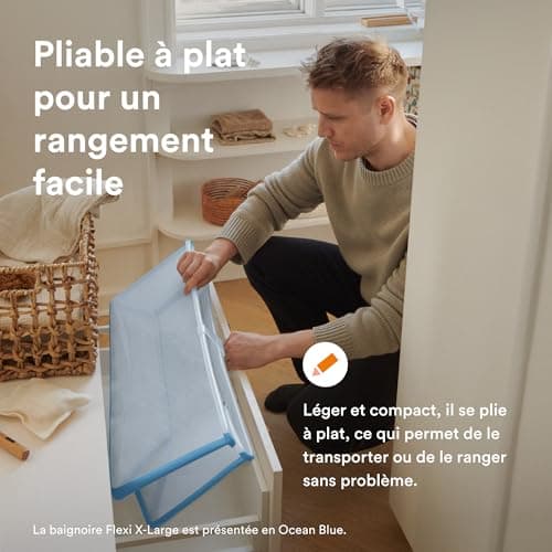 Stokke Flexi Bath X-Large, Sandy Beige - Spacious foldable baby bath - Lightweight & easy to store - Convenient to use at home or on the go - Ideal for children from 0 to 6 years old - Image 4