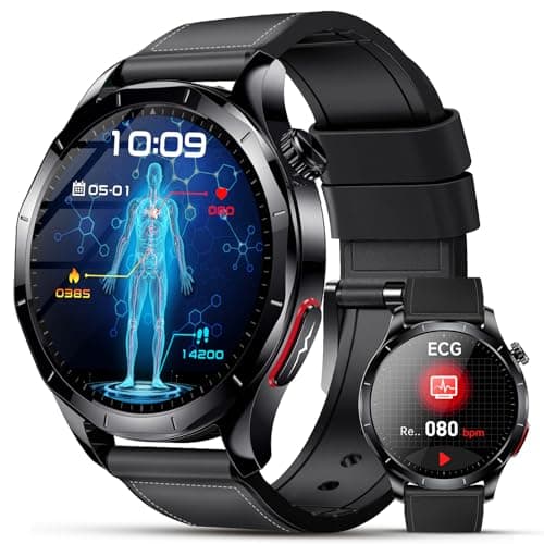 2026 Nouv’ Montre Connectée Homme avec ECG+HRV/Pressιon artérιelle/Acide Urique/IMC,1,43" AMOLED Smartwatch avec Fonction SOS,24/7 Fréquence Cardiaque/Sommeil/SpO2/Apnée,Android/iOS - Image 3