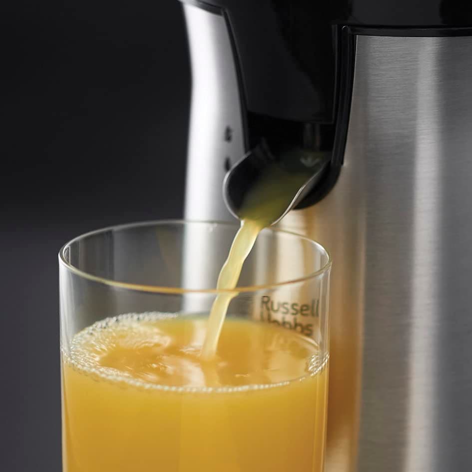 Russell Hobbs Electric Citrus Press [Automatic] Classic Brushed Stainless Steel (Easy & Fast, 2 Directions Rotation, 2 Interchangeable Cones, BPA-Free, Dishwasher Safe, Stop Drip Pourer) 22760-56 - Image 3