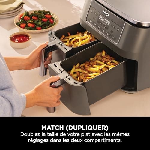 Ninja Air Fryer Dual Zone Digital, Electric Air Fryer, 2 Compartments, 7.6 L, 6-in-1, Oil Free Fryer, Max Crisp, Roast, Bake, Dehydrate, Warm, Metal Grey DZ300EU - Image 5