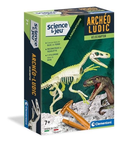 Clementoni | Archéo Ludic – Velociraptor 7+ | Dinosaur Educational Toy with Scientific Digging Kit | Luminous Skeleton to Rebuild | Child Paleontology Christmas Birthday Gift - Image 2