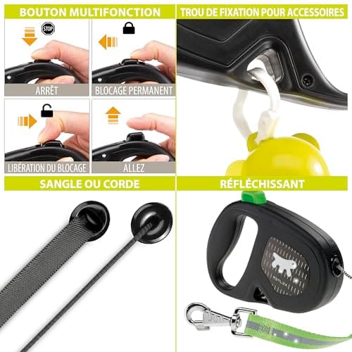 Ferplast Laisse Chien Enrouleur Rèflechissante FLIPPY ONE REFLEX, Laisse pour Petits Chiens jusqu'à 12 Kg. Cordon Extensible max 4,5 m. Bouton de verrouillage et de déverrouillage unique, violet - Image 3