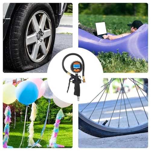 Gonfleur De Pneu Portable Pour Voiture | Outil Automobile Anti Choc Pour Gonflage Et Dégonflage - Compresseur De Pneu Portable,Pour Véhicule Moto Bicyclette Ballon Vélo Motocyclette - Image 5