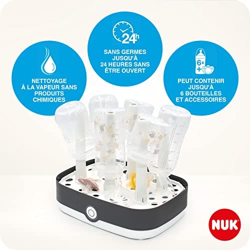 NUK First Choice+ Complete Feeding Kit - Vario Express Steriliser, 4x Bottles, 1x Extra Teat and More - Heart (Neutral) - 9 Pieces - Image 6