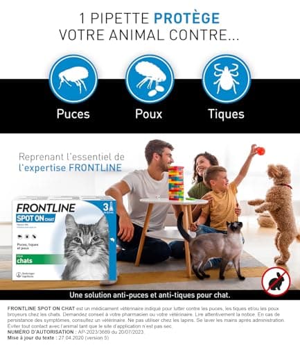 Frontline Spot-on Chat - Anti Puces, Tiques & Poux Broyeurs - Protège Pendant 4 Semaines Contre Les Puces/2 Semaines Contre Les Tiques - Fabriqué en France - 3 Pipettes - Image 5
