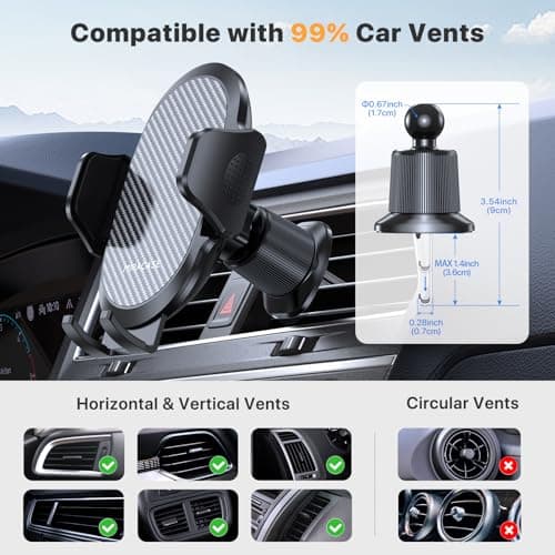 Miracase Car Mobile Phone Holder [Double Hook More Stable] Car Air Vent Cell Phone Holder Universal 360° Holder for iPhone 16 Pro Max 15 14 - Image 6