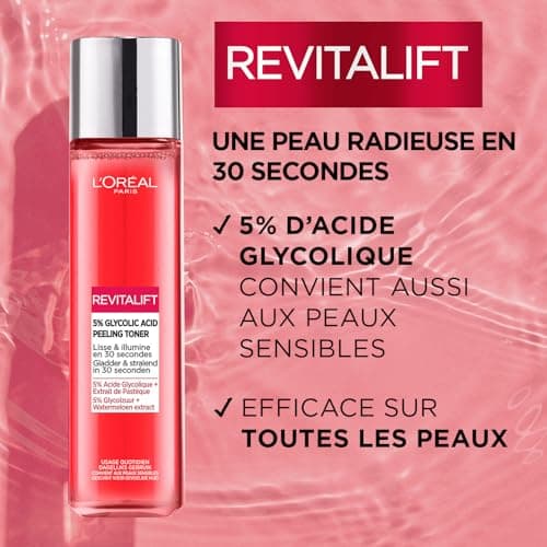L'Oréal Paris - Smoothing and Exfoliating Facial Peeling Lotion - Removes Blackheads, Enlarged Pores & Blemishes - Glycolic Acid 5% - Revitalift Toner Peeling - 180ml - Image 5