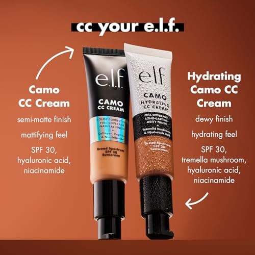 e.l.f. Crème hydratante Camo CC, fond de teint correcteur de couleur pour une finition rosée avec SPF 30, végétalien et sans cruauté envers les animaux, léger 280N - Image 7